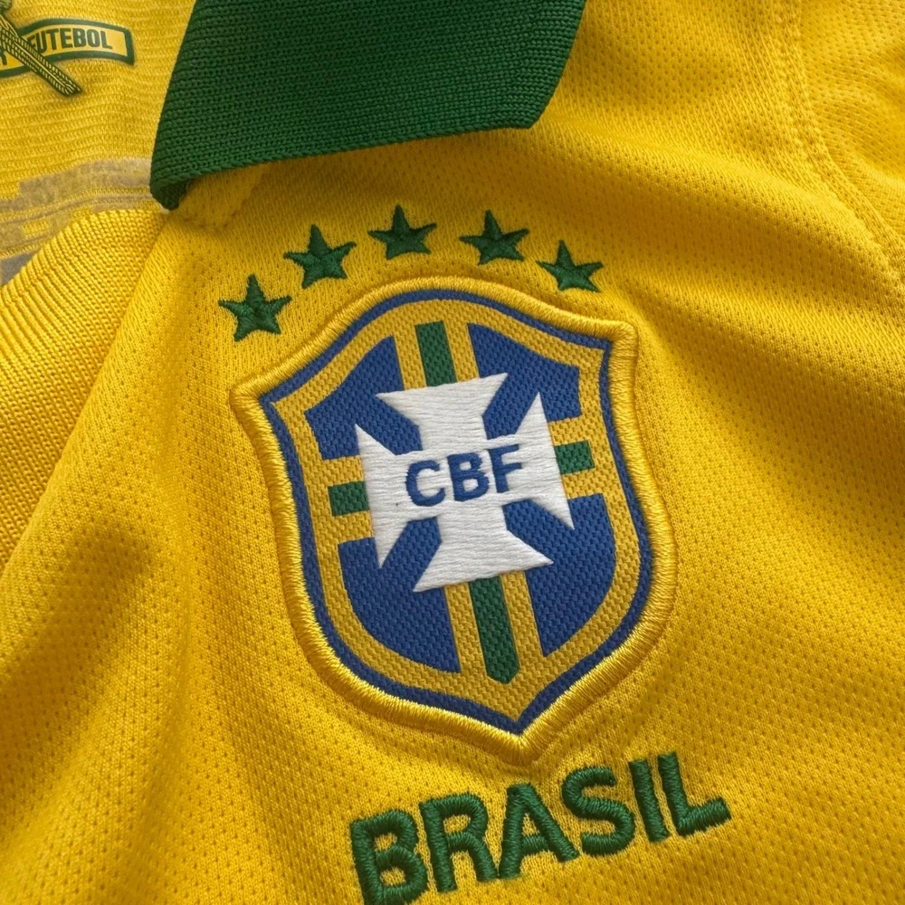 Nike Brazil CBF Soccer Jersey Kids XS Yellow Green Dri-FIT 519871-703